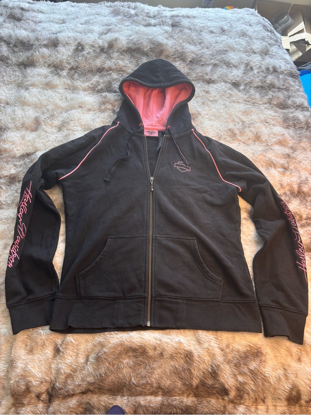 Harley-Davidson Black Jacket with Pink Lining & Accents